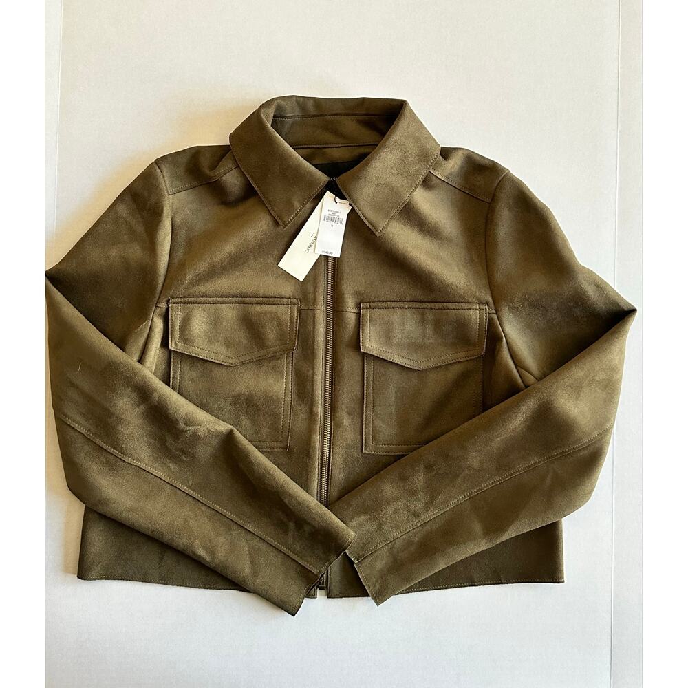 Banana Republic Women’s Olive Vegan Suede cropped Jacket Size S NWT - Picture 4 of 8